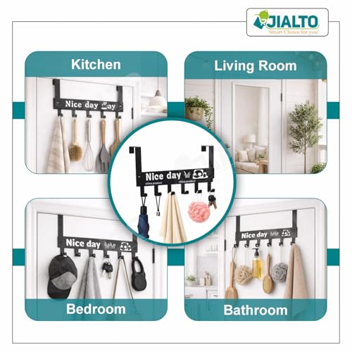 JIALTO 1 Pcs Over The Door Hanger, 7 Hook Design - Versatile Door Hook Hanger Ideal for Organizing Clothes - Perfect Door Hangers for Clothes and Accessories (Black) - Image 5