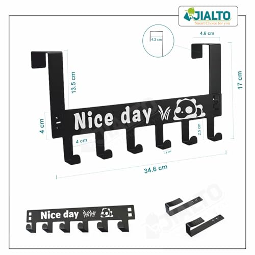 JIALTO 1 Pcs Over The Door Hanger, 7 Hook Design - Versatile Door Hook Hanger Ideal for Organizing Clothes - Perfect Door Hangers for Clothes and Accessories (Black) - Image 2