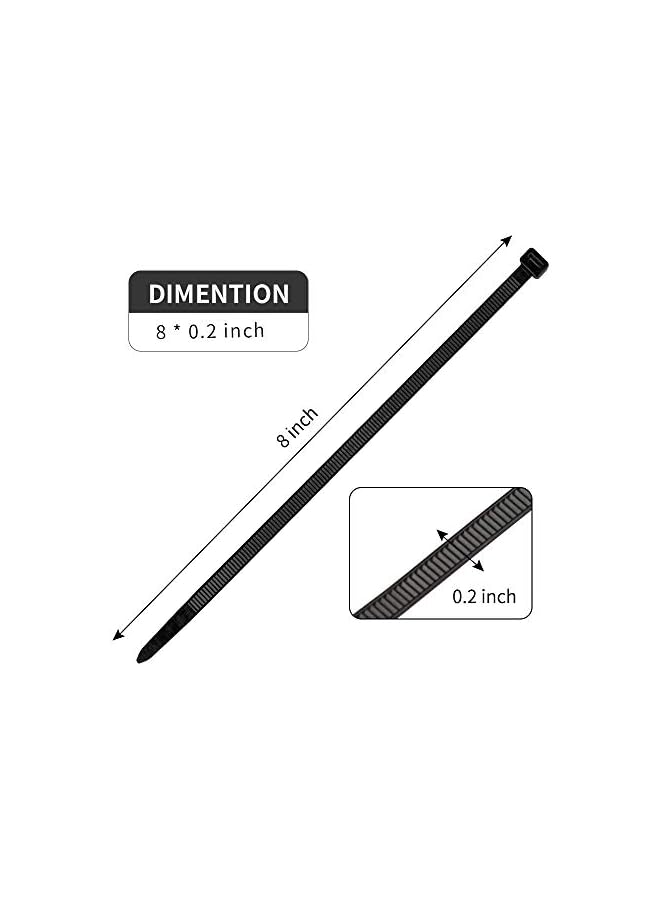S-TOP 100Pcs 8 Inch Heavy Duty Industrial Zip Toes 40lbs Tensile Strength Releasable Black Tie Wraps Reusable Zip Toes Tie Straps For Garden Plant Secure Vine, Home Office - Image 4