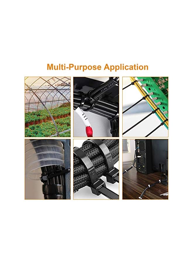 S-TOP 100Pcs 8 Inch Heavy Duty Industrial Zip Toes 40lbs Tensile Strength Releasable Black Tie Wraps Reusable Zip Toes Tie Straps For Garden Plant Secure Vine, Home Office - Image 2