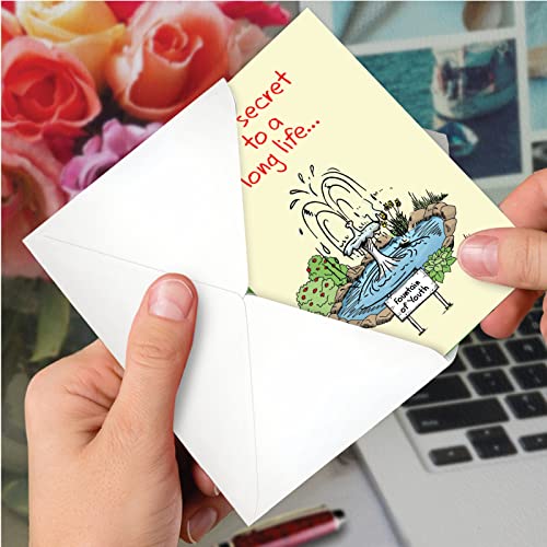 NobleWorks Funny Birthday Card for Men and Women w/ 5x7 Inch Envelope (1 Card) Bday - Hilarious Long Life Secret C10252BDG - Image 4