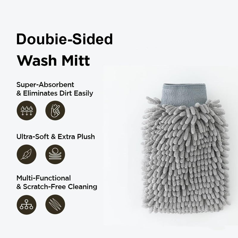 Kuber Industries Kuber Industries Gloves | Microfiber Cleaning Gloves | Chenille Mitts for Kitchen | Hand Duster for Kitchen | Hand Gloves For Car | Double Sided Gloves | SHXNEFSST1 | Pack of 2 | Gray - Image 2