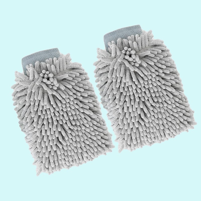 Kuber Industries Kuber Industries Gloves | Microfiber Cleaning Gloves | Chenille Mitts for Kitchen | Hand Duster for Kitchen | Hand Gloves For Car | Double Sided Gloves | SHXNEFSST1 | Pack of 2 | Gray - Image 1