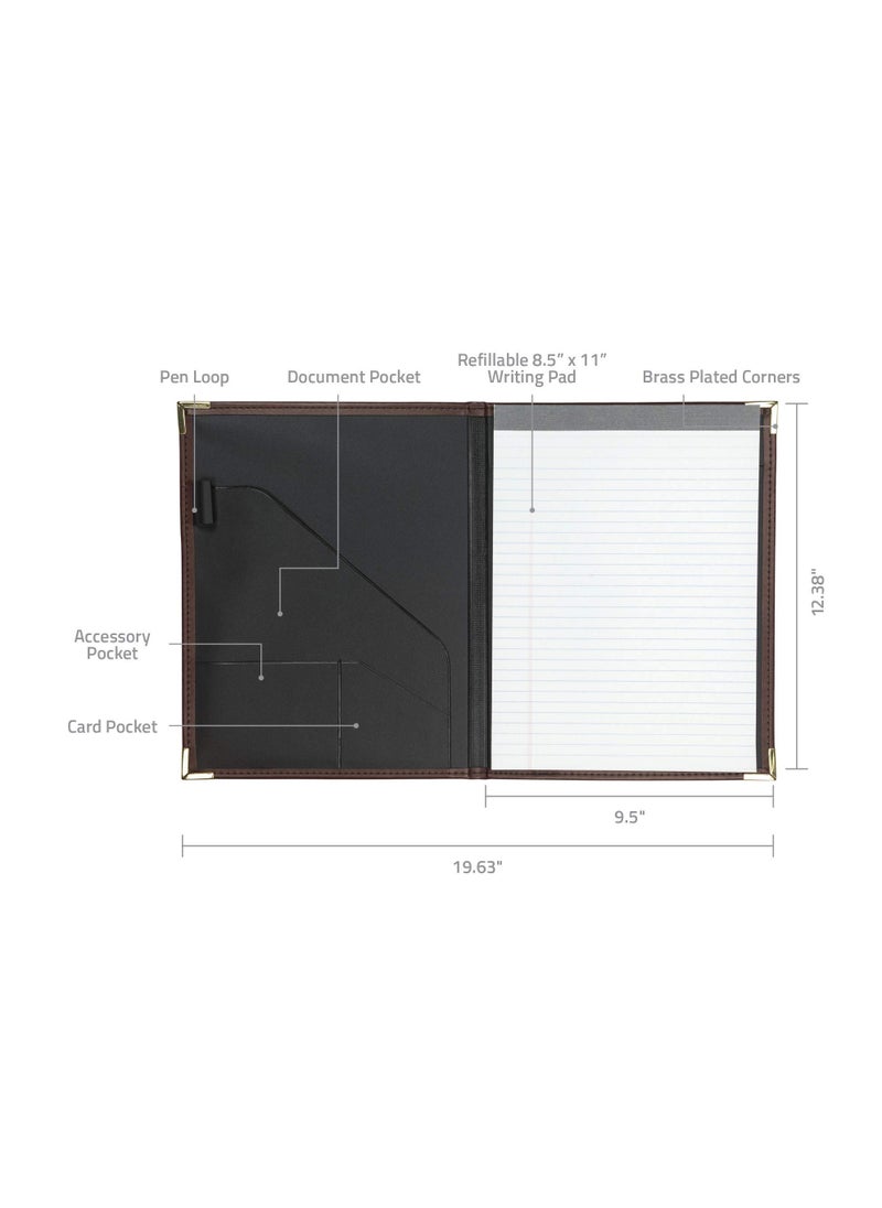 Samsill Samsill Classic Collection Business Portfolio - Executive Padfolio for Resume & Document Organizer - 8.5 by 11-Inch Legal Pad, Faux Leather with Brass Corners (Burgundy)  - Image 2