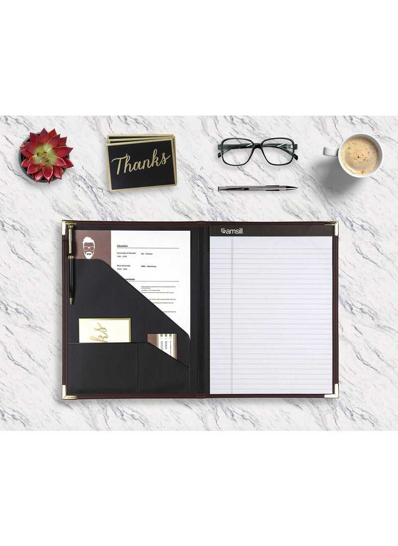 Samsill Samsill Classic Collection Business Portfolio - Executive Padfolio for Resume & Document Organizer - 8.5 by 11-Inch Legal Pad, Faux Leather with Brass Corners (Burgundy)  - Image 3