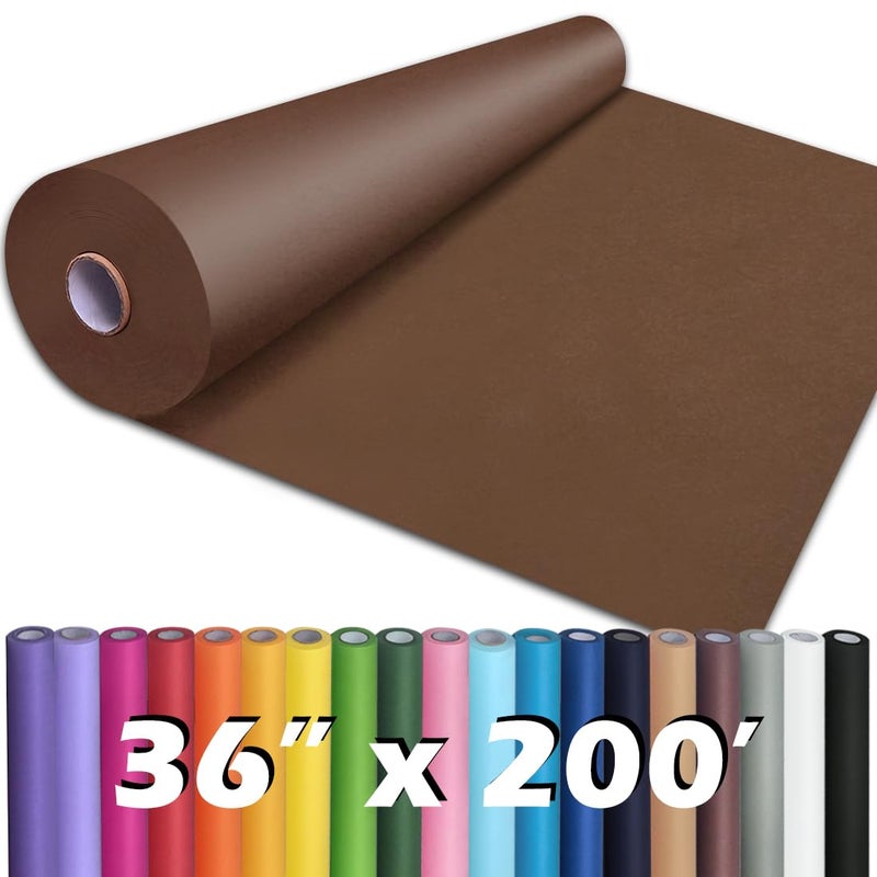 PerkHomy 36 x 2400 200 Coffee Kraft Paper Roll for Craft Bulletin Board Paper Art Table Covering Crafting Gift Wrapping Bouquet Packing Parcel 80GSM 55LB Coffee 36 x 200