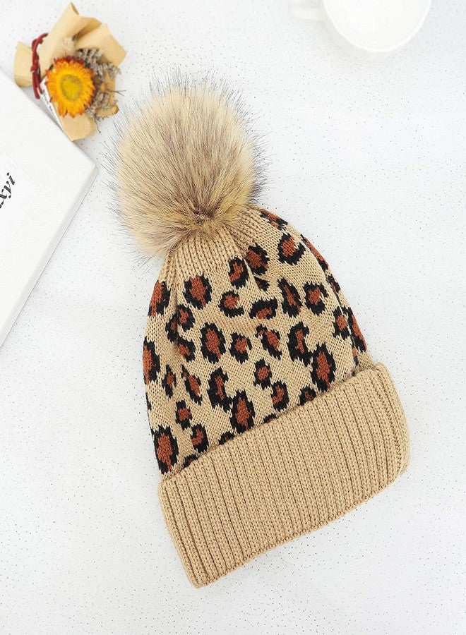 CHACKO Girl's & Women Winter Pompom Beanie Hat with Warm Fleece Lined, Thick Slouchy Snow Knit Skull Ski Cap_Beige - Image 3