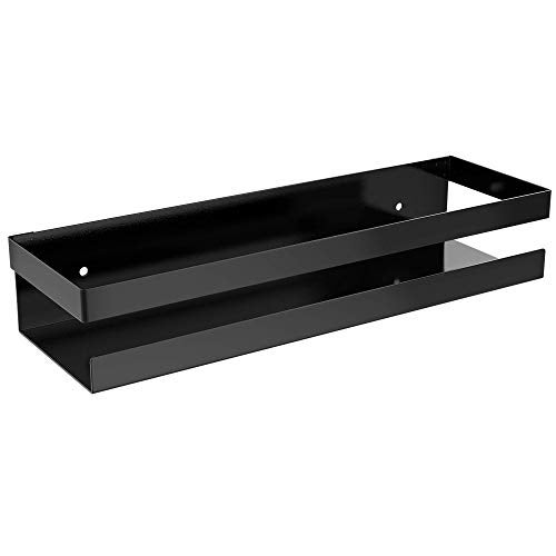APPUCOCO Metal Multi-Purpose Wall Mount Floating Shelf Wall Mounted Storage Shelves for Kitchen, Bathroom, Bedroom, Office (Small, Black) - Image 1
