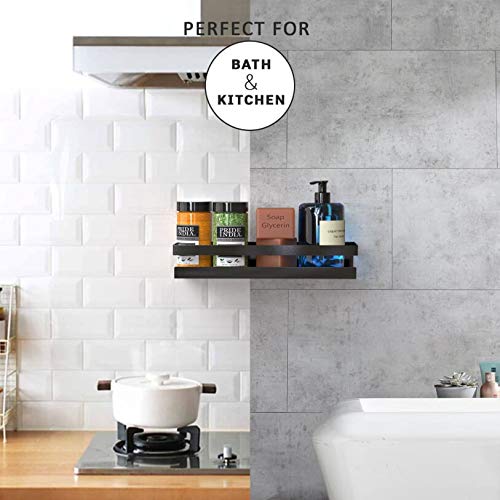 APPUCOCO Metal Multi-Purpose Wall Mount Floating Shelf Wall Mounted Storage Shelves for Kitchen, Bathroom, Bedroom, Office (Small, Black) - Image 5