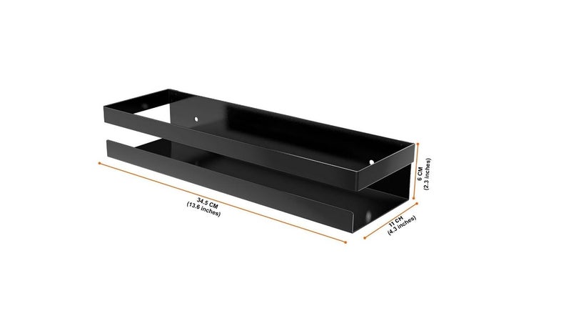 APPUCOCO Metal Multi-Purpose Wall Mount Floating Shelf Wall Mounted Storage Shelves for Kitchen, Bathroom, Bedroom, Office (Small, Black) - Image 4