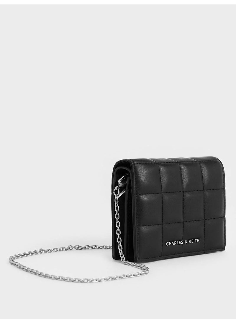 Charles & Keith CHARLES & KEITH Cassia Quilted Chain-Handle Mini Wallet & Crossbody Bag for Women - Black  - Image 3