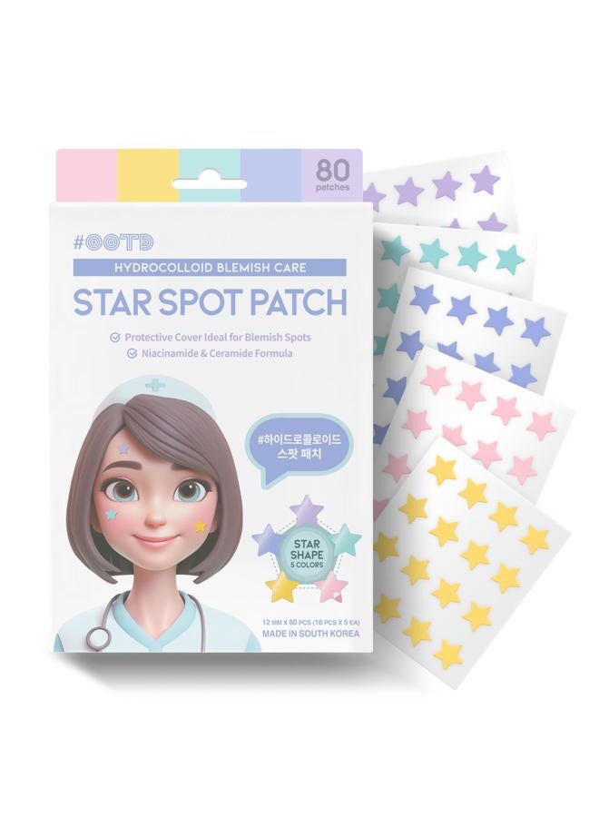 #OOTD Star-shaped Hydrocolloid Acne/Pimple patch with 5 Pastel Color/Niacinamide & Ceramide Formula: Hydrocolloid Pimple Patches, Ideal for Blemish Spots (80 Count) - Image 1