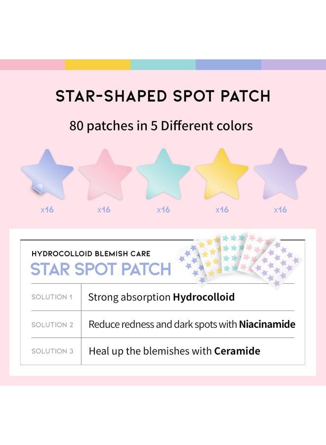 #OOTD Star-shaped Hydrocolloid Acne/Pimple patch with 5 Pastel Color/Niacinamide & Ceramide Formula: Hydrocolloid Pimple Patches, Ideal for Blemish Spots (80 Count) - Image 3