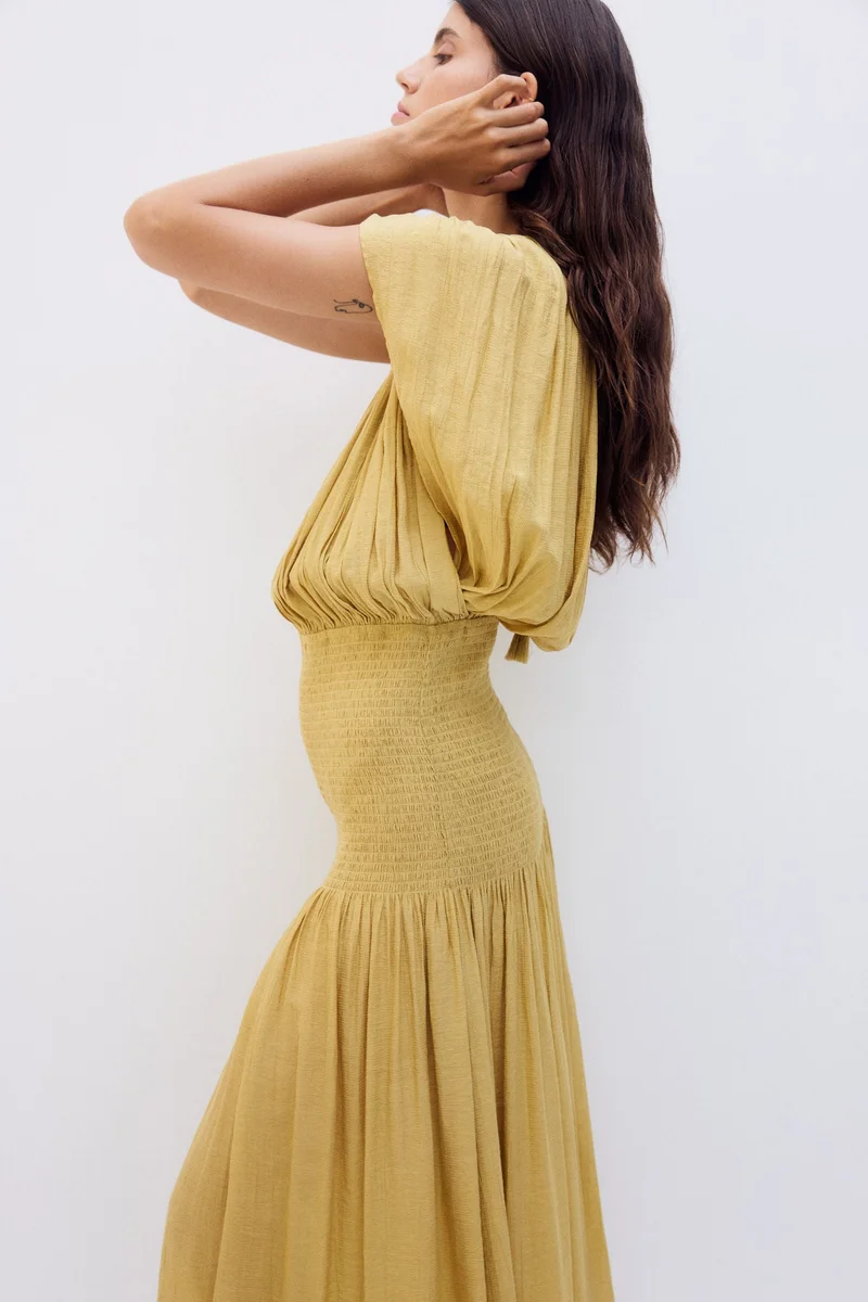 H&M  MAMA Smocked cape-detail nursing dress for Women | Best Price UAE
