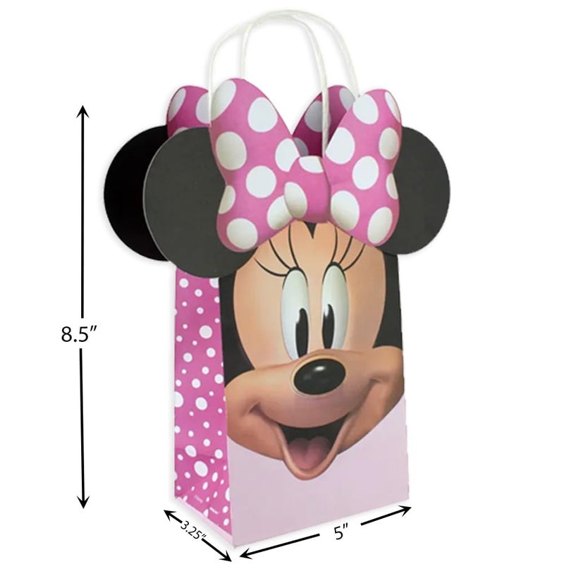 Amscan Minnie Mouse Forever DIY Party Bags - 8.25" x 5" x 3.25" (8-Pack) - Pink Paper Favor Bags for Kids Events & Special Occasions - Image 2