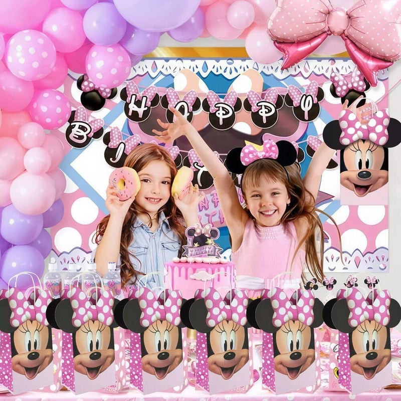 Amscan Minnie Mouse Forever DIY Party Bags - 8.25" x 5" x 3.25" (8-Pack) - Pink Paper Favor Bags for Kids Events & Special Occasions - Image 4