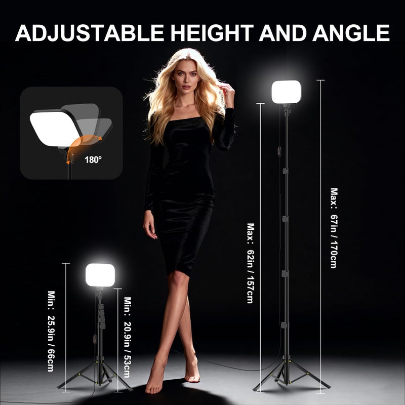 EMART 2-Pack LED Video Light, Portable 3000-5500K CRI97+ Studio Lights with 62" Tripod Stand, Magnetic Light Barndoor & Filters, Bi-Color Dimmable Lighting for Video Recording, Game Streaming, Podcast - Image 2