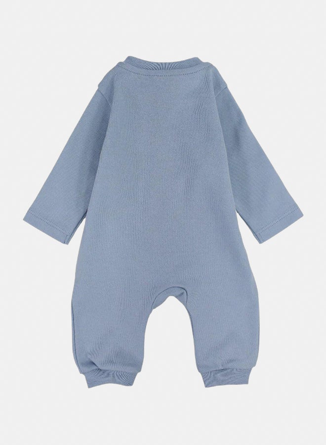Pompelo Baby Boys Cotton Footless Onesie – Baby Blue with "Play all Day" Design - Image 2