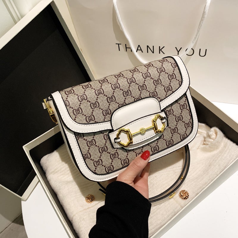 Summer Style Live Broadcast Fashion Retro Printed Small Square Bag Saddle Bag Versatile One-Shoulder Cross-Body Bag For Women - Image 1