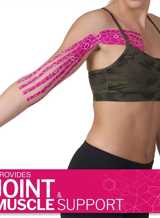 TheraBand Kinesiology Tape, Waterproof Physio Tape for Pain Relief, Muscle & Joint Support, Standard Roll with XactStretch Application Indicators, 2" X 10" Strips, 20 Precut Strips, Black/White - Image 3