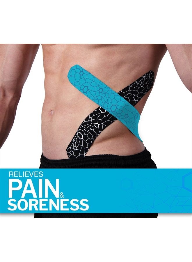 TheraBand Kinesiology Tape, Waterproof Physio Tape for Pain Relief, Muscle & Joint Support, Standard Roll with XactStretch Application Indicators, 2" X 10" Strips, 20 Precut Strips, Black/White - Image 2