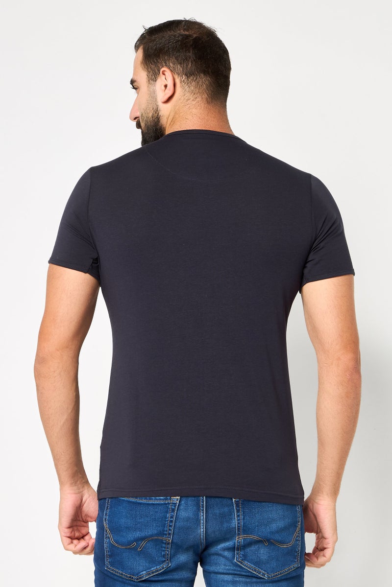 CERRUTI 1881 Men Crew Neck Short Sleeves Brand Logo T-Shirt, Navy - Image 4