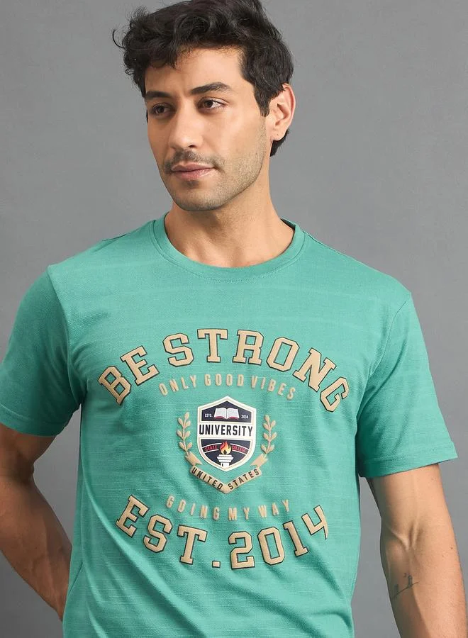 Take Two REPRISE Green Round Neck Printed T-Shirt