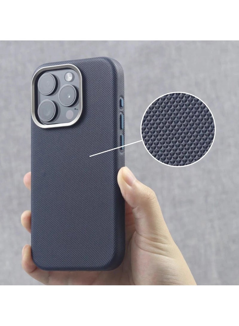 ICARLUS Luxury Metal Lens Frame Case for iPhone 16 Pro Max Magsafe Wireless Charger Magnetic Shockproof Cover Blue  - Image 1