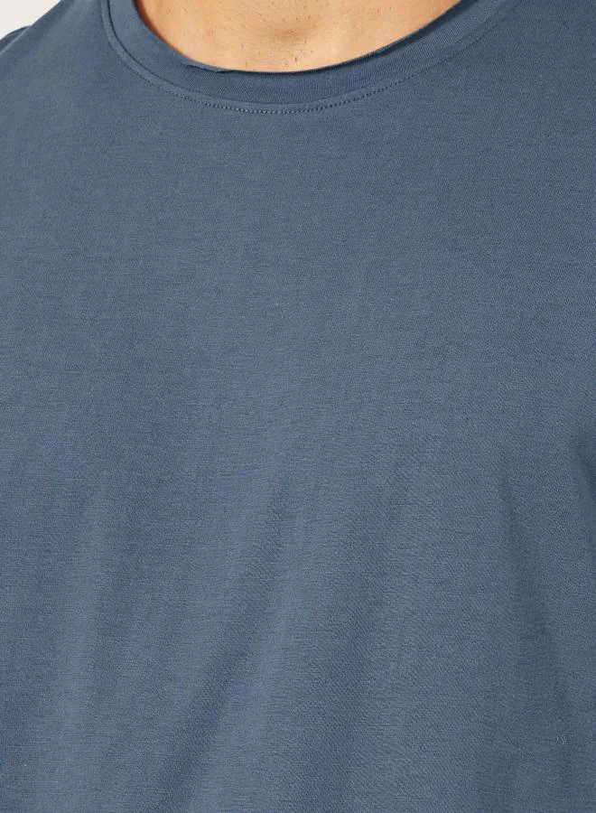 Styli Raw Edge Crew Neck Regular Fit T-Shirt