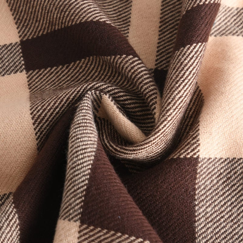vimate Brown Checkered Scarf, Fashion Spring Plaid Blanket Scarves for Men Women (US-Brown Plaid) - Image 3