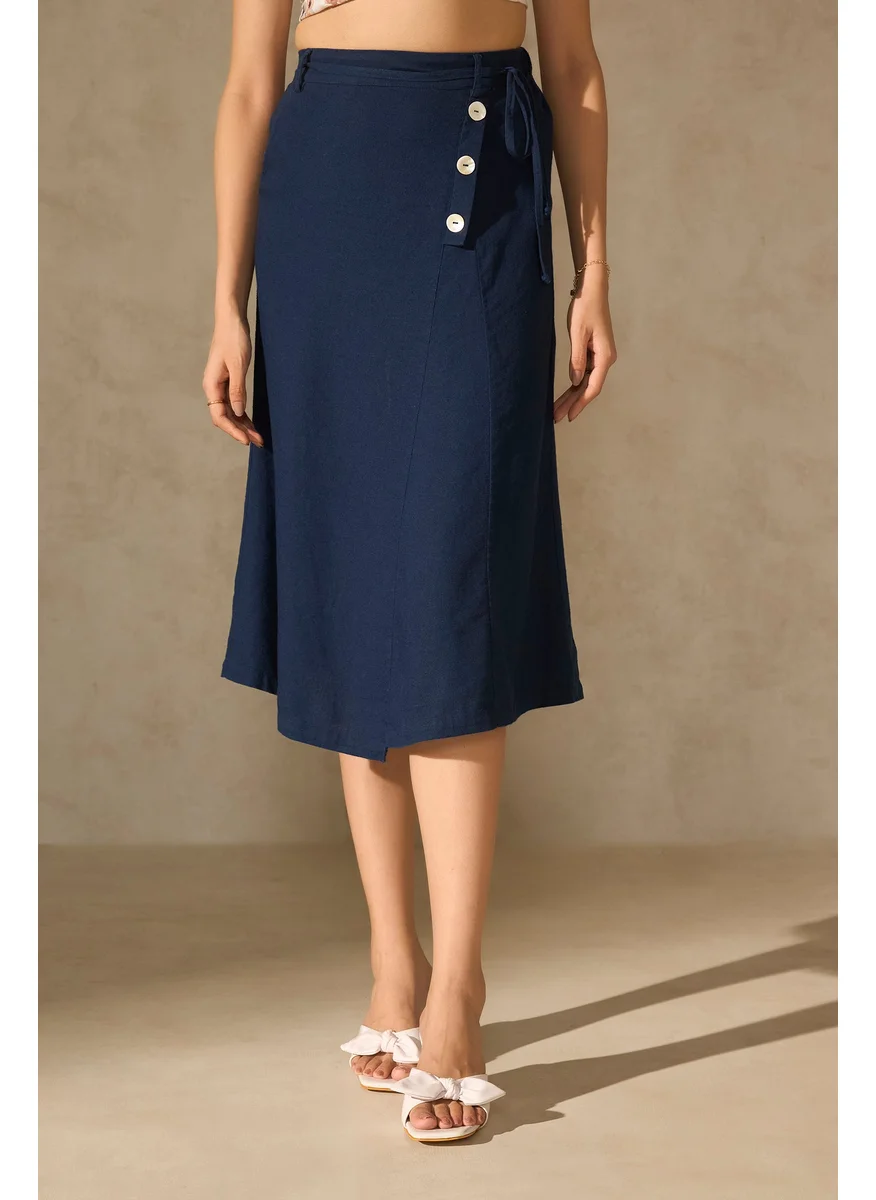 فيرجيو Virgio A-line Midi Skirt with Button Detail