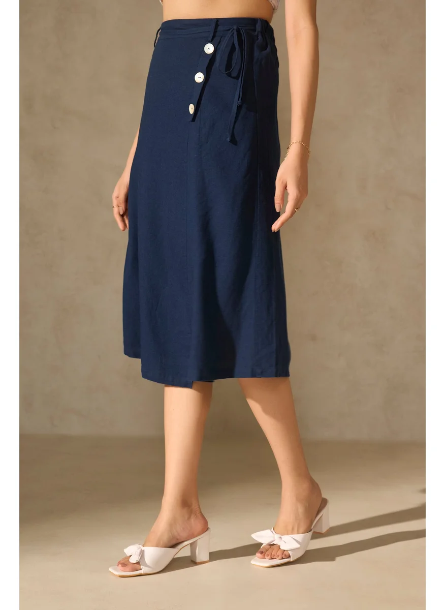 فيرجيو Virgio A-line Midi Skirt with Button Detail