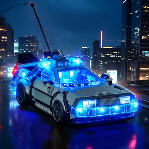 LocoLee طقم إضاءة مخصص LocoLee متوافق مع Lego 77256 آلة الزمن من العودة إلى المستقبل فقط إضاءة بدون نموذج فعلي ملحقات إضاءة LED متوافقة مع Lego Delorean - Image 1