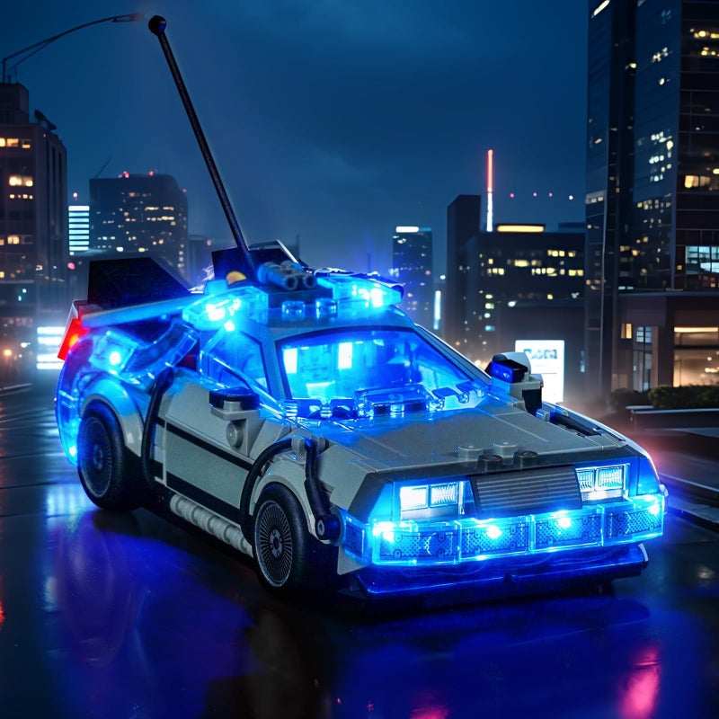 LocoLee طقم إضاءة مخصص LocoLee متوافق مع Lego 77256 آلة الزمن من العودة إلى المستقبل فقط إضاءة بدون نموذج فعلي ملحقات إضاءة LED متوافقة مع Lego Delorean - Image 3
