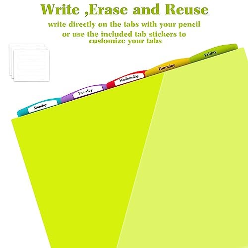 INFUN Plastic 5-Tab Binder Dividers with 2 Pockets - 3 Sets,15PCS Multicolor 2 Pocket Dividers with 3 Holes for 3 Ring Binders ，Total 15 Tabs - Image 3