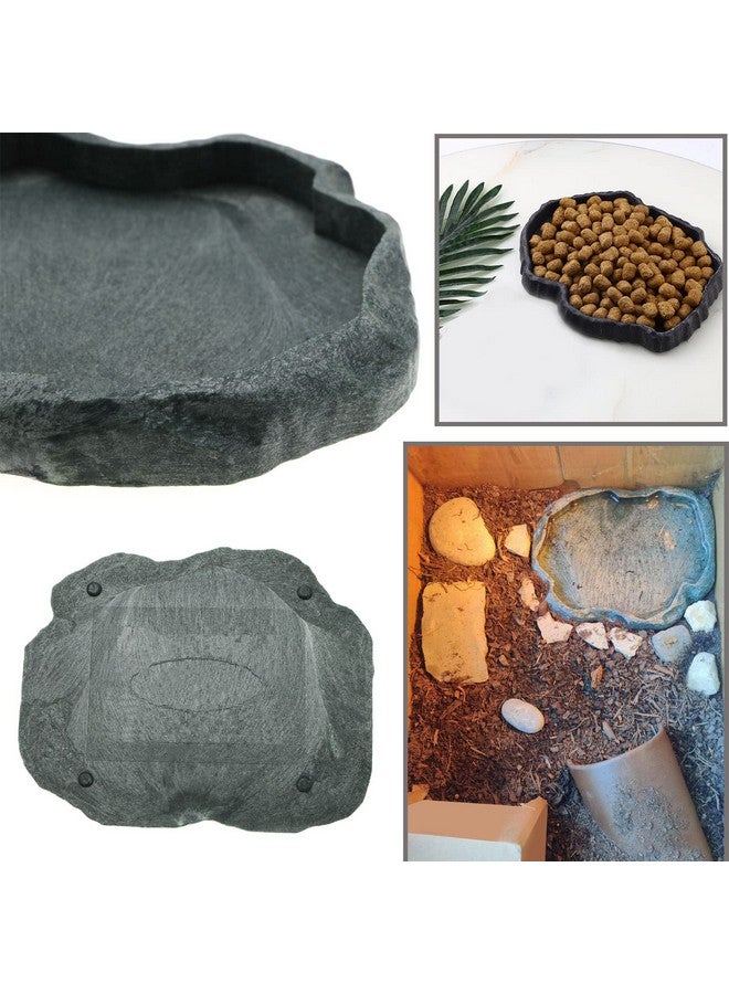 ECSiNG Reptiles Water Tray Tortoise Feeder Lizard Water Dish Resin Drinking Bowl for Tortoise Lizard Frog Terrapin Gecko Spider Scorpion Size M - Image 3