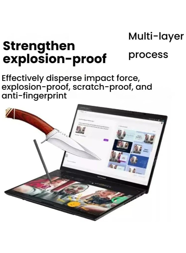 general Full Screen + Small Screen Protector Compatible with ASUS Zenbook Duo 2024 UX8406M 14-inch Laptop TPU HD Anti-scratch Soft Film - Image 4