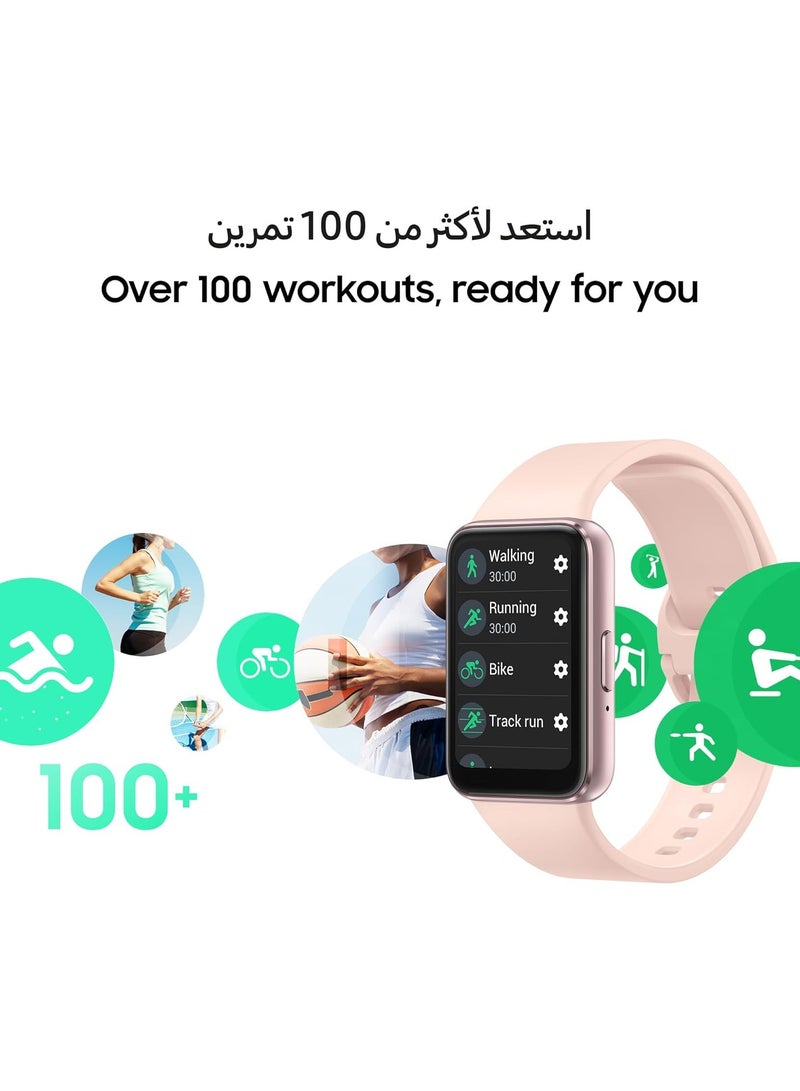 جالاكسي ساعة Fit 3 الذكية بشاشة AMOLED، ومقياس تسارع، ومقياس ضغط جوي، ومستشعر جيروسكوب، ومستشعر بصري لمعدل ضربات القلب، ومستشعر ضوء، باللون الوردي/لون وردي - Image 4