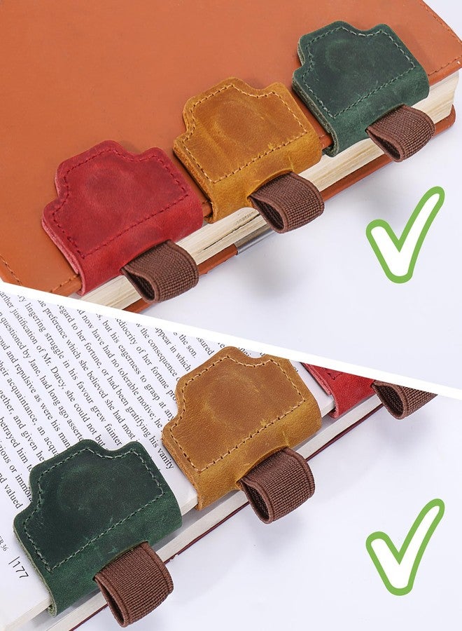 Palksky Bygone Mark Bookmark with Pen Holder, 3PCS Genuine Leather Magnetic Bookmarks, Vintage Book Mark Clips for Reading Women Teachers Students, Reading Accessories, Book Lovers Gifts - Image 5