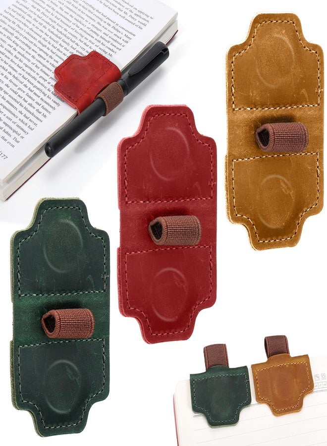 Palksky Bygone Mark Bookmark with Pen Holder, 3PCS Genuine Leather Magnetic Bookmarks, Vintage Book Mark Clips for Reading Women Teachers Students, Reading Accessories, Book Lovers Gifts - Image 1