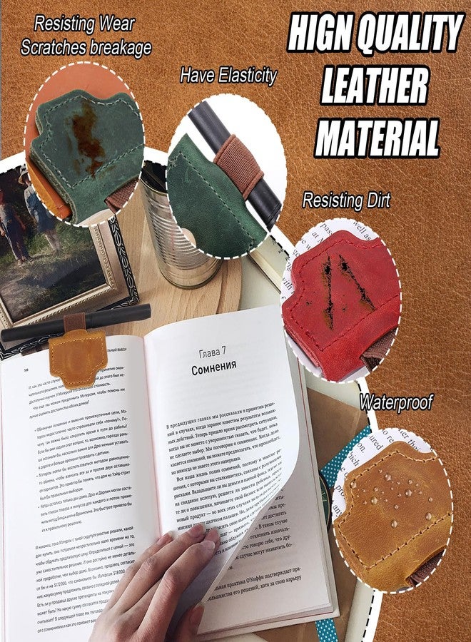 Palksky Bygone Mark Bookmark with Pen Holder, 3PCS Genuine Leather Magnetic Bookmarks, Vintage Book Mark Clips for Reading Women Teachers Students, Reading Accessories, Book Lovers Gifts - Image 3