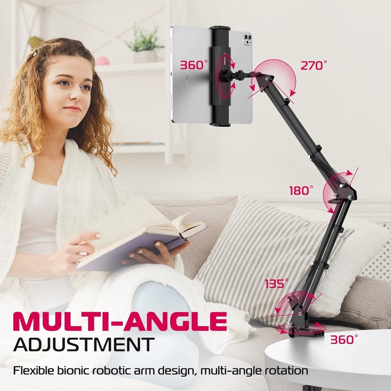 Ulanzi T2 Adjustable Tablet Holder For Desk, Carbon Steel Tablet Phone Stand For Bed, Flexible Tablet Arm Clamp Compatible With Iphone 15 Pro Ipad Kindle Galaxy Tab 4.6-12.9 Inch Devices - Image 2