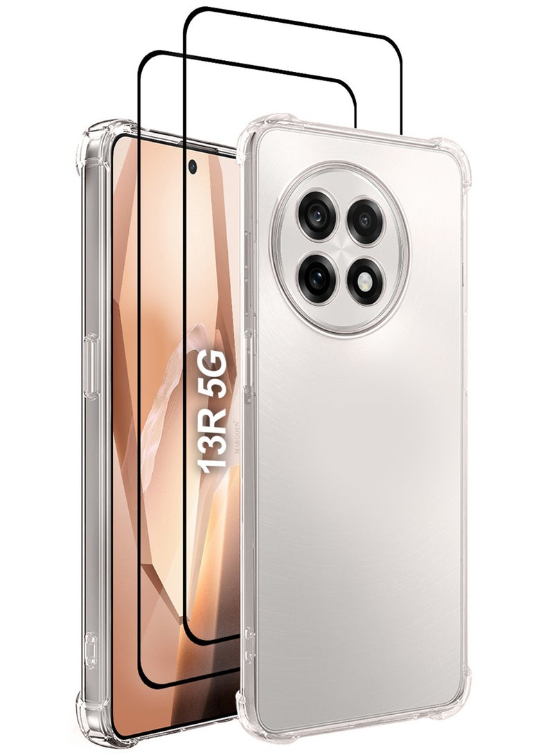 CATANES 3Packs TPU Gorilla Case Cover for OnePlus 13R 5G, Reinforced Corner Bumper Phoce Cover and Camera Protection Slim Fit Shockproof Flexible with Two Shockproof 3D Screen Protector - Clear - Image 1