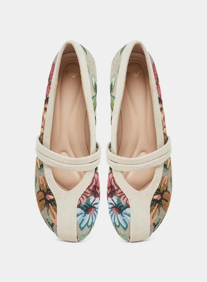 Styli Multi Floral Pattern Ballerina Shoes
