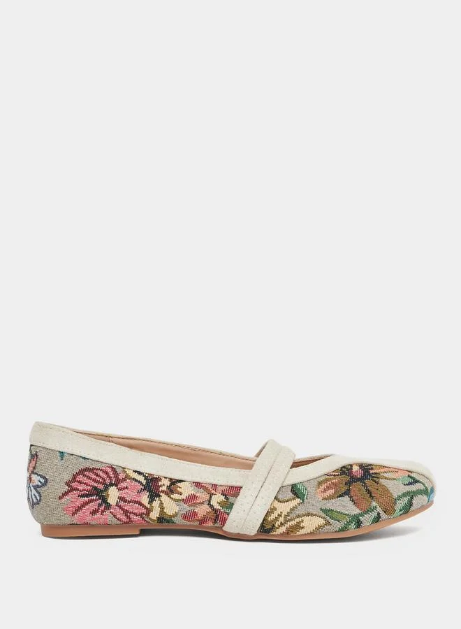 Styli Multi Floral Pattern Ballerina Shoes