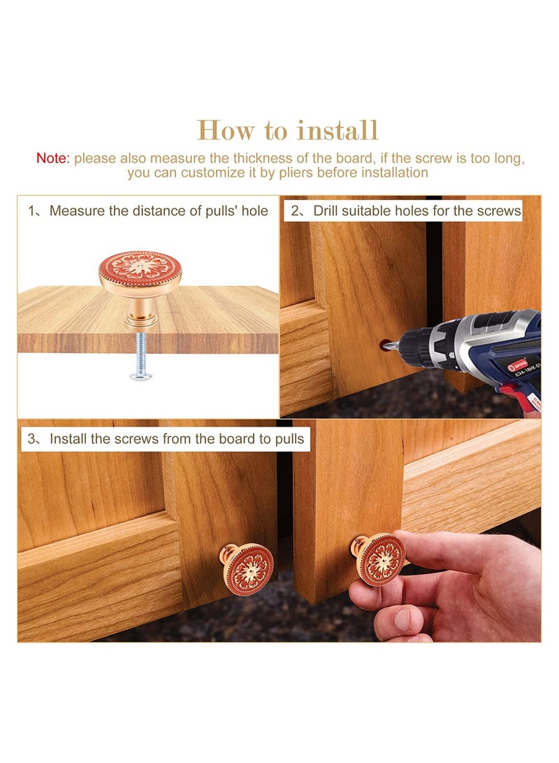 SYOSI Round Cabinet Knob, 10 Pack Boho Furniture Knobs and Pulls European Style Kitchen Cabinet Knobs with Screws, Drawer Dresser Knobs for Furniture Kitchen Cupboard Closet Wardrobe Bathroom - Image 4