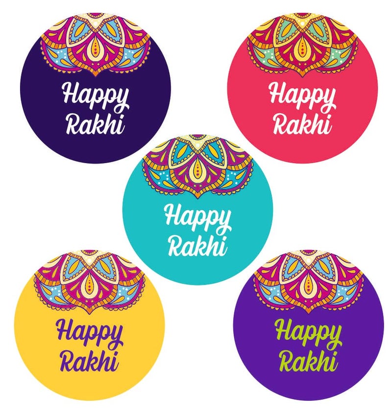 SVM CRAFT® Raksha Bandhan Stickers 80 Pieces Rakhi Labels Rakhi Stickers for Rakhi Rakhsha Bandhan Tags - Image 1