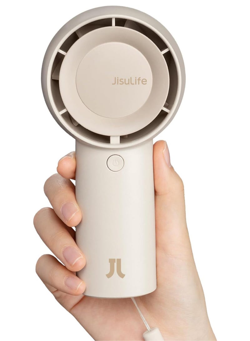 JISULIFE Handheld Turbo Fan,16H Max Cooling Time Portable Fan, 4000mAh USB Rechargeable Personal Fan, Battery Operated Small Pocket Fan with 5 Speeds for Travel,Outdoor,Home,Office,Concerts - Image 1