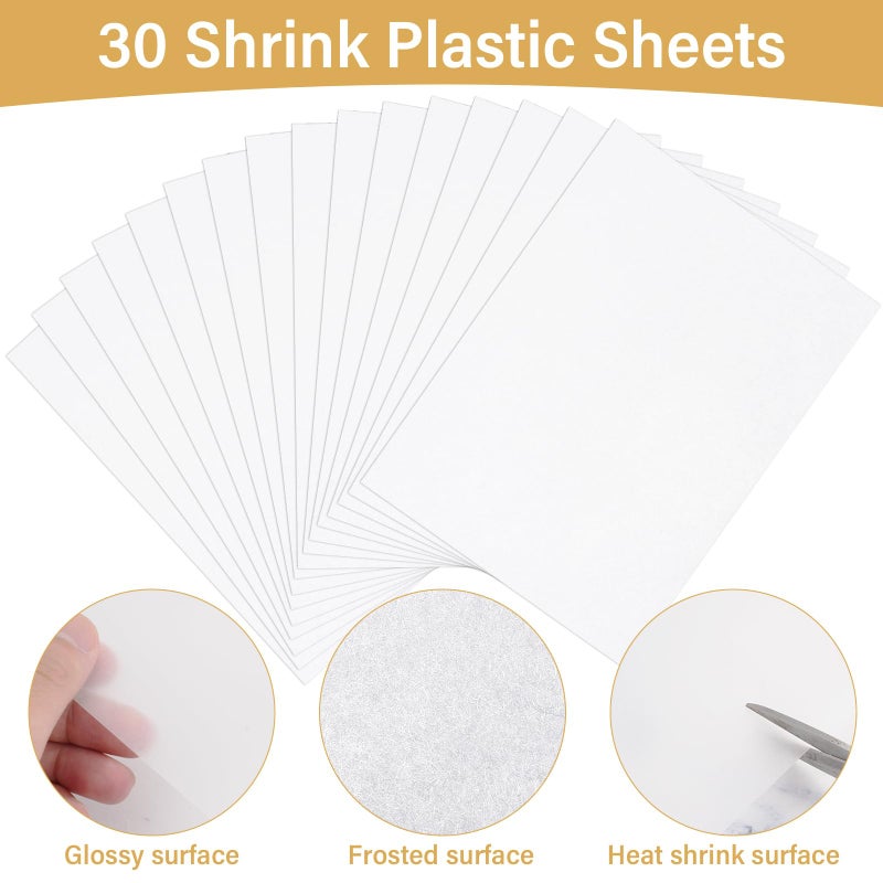 CRTWDMAN 161 Pcs Shrink Paper Keychain Kit,with 30 Pcs Shrinky Plastic Sheets 7.9"x5.7",Hole Punch,Lobster Clasps,Jump Rings DIY Crafts for Adults and Teens - Image 3