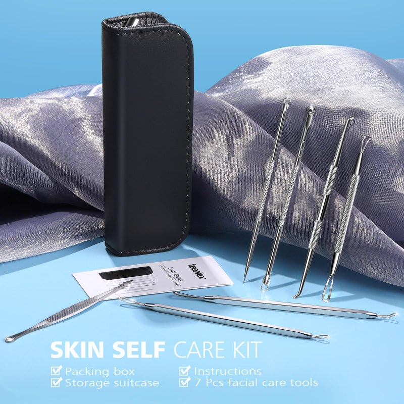 Teenitor مجموعة أدوات إزالة البثور Teenitor 7 في 1 أدوات إزالة الرؤوس السوداء أداة استخراج البثور أداة ضغط البثور أدوات حب الشباب أداة استخراج الكوميدون مزيل الرؤوس السوداء للوجه - Image 4